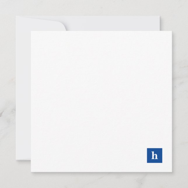 Classic Square Monogram Personalisiert Navy Blue Mitteilungskarte (Vorderseite)