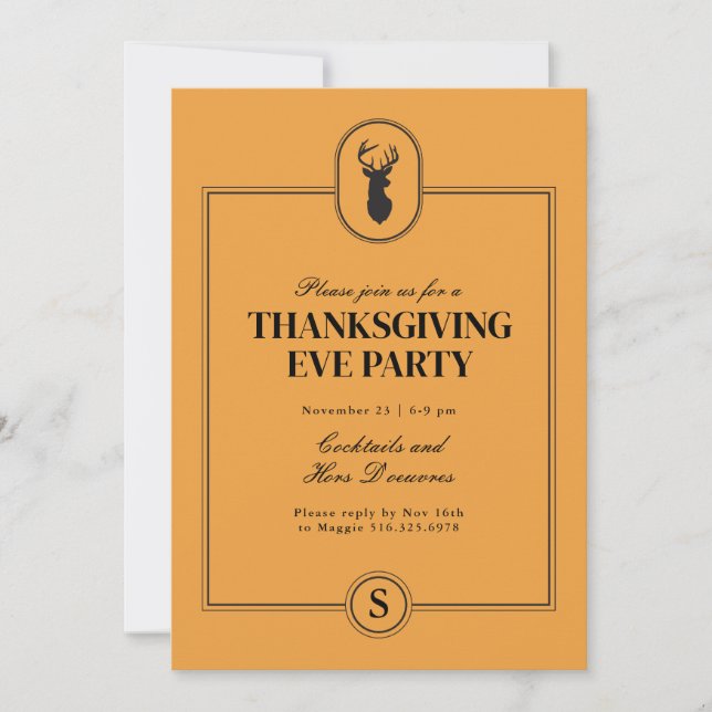 Classic Stag Thanksgiving Eve Party Invitation (Devant)