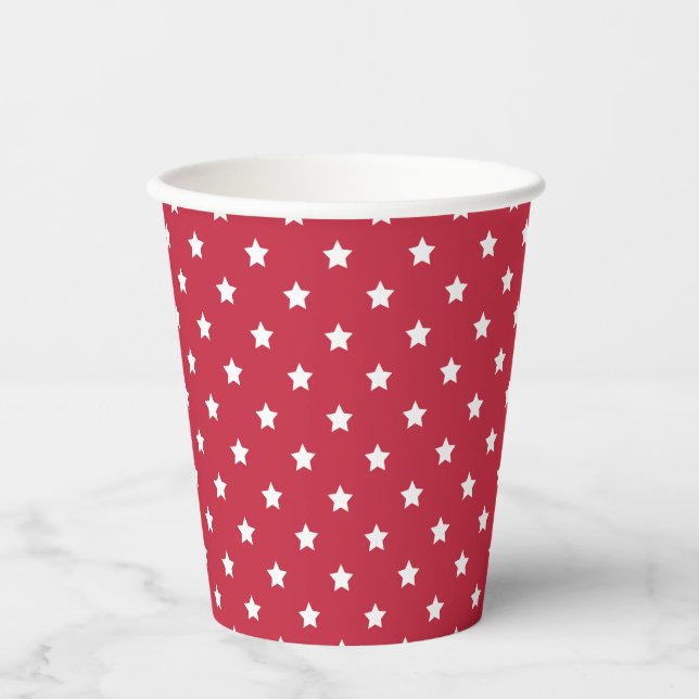 Classic Stars White - Cherry Red Pappbecher (Vorderseite)