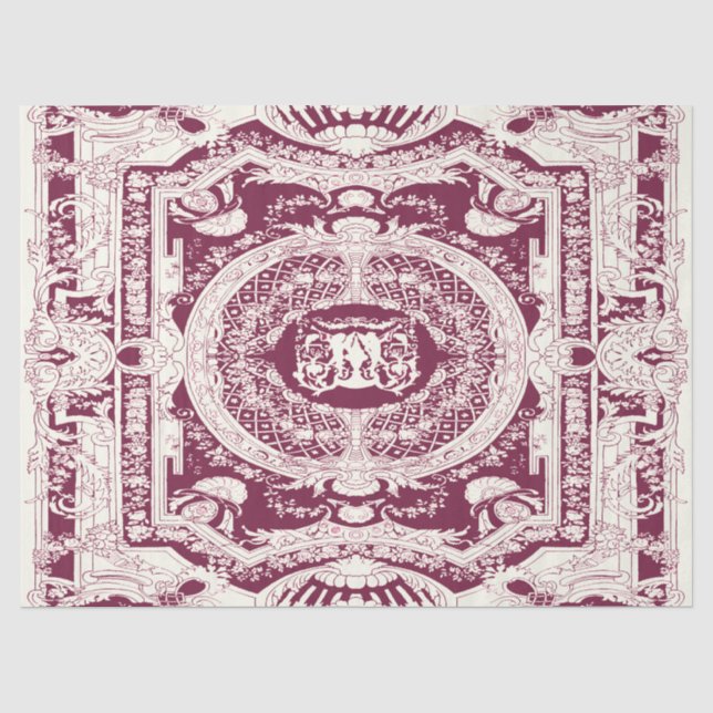 Classic Stilvoll Elegant Burgund Barock Seidenpapier (Vorderseite)