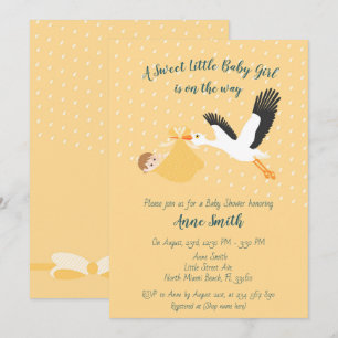 Classic Stork Baby Shower Einladung