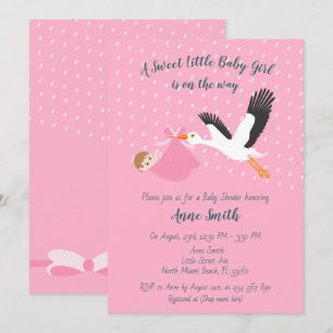 Classic Stork Baby Shower Einladung
