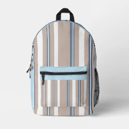 Classic Stripe Beige, white and blue Bedruckter Rucksack