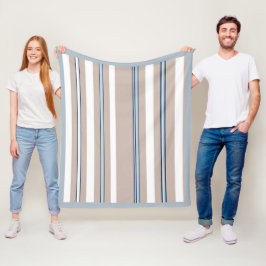 Classic Stripe Beige, white and blue Fleecedecke