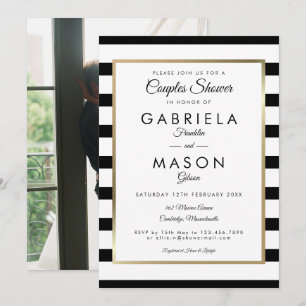 Classic Stripe Foto Wedding Couples Dusche Einladung
