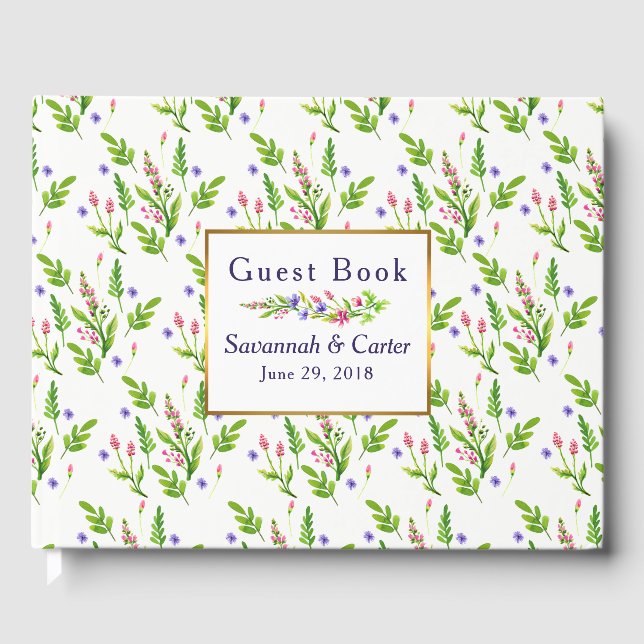 Classic Summer Blume Hochzeit Gästebuch (Vorderseite)