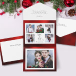 Classic Tailored Liebe & Joy Typografie Multi-Foto All In One Einladung<br><div class="desc">Klassisch schicke und sehr elegante Collage-Design mit mehreren Fotos,  mit Front-Template für fünf quadratische Fotos,  individueller Kalligrafiegrafik "Liebe & Freude" und Textfeld mit Imitaten in metallischem Farbverlauf rubinroter Hintergrund. Außerdem enthält es eine zusätzliche Bildvorlage und einen zusätzlichen roten Hintergrund.</div>