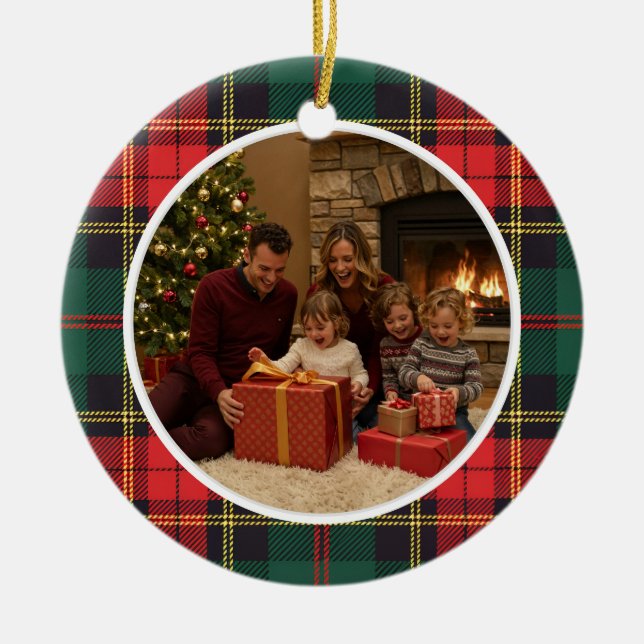 Classic Tartan Christmas Family Keramik Ornament (Vorne)