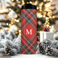 Classic Tartan Kariert Red Christmas Monogram