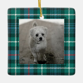 Classic Tartan Kariert Weihnachts-Foto Preppy Keramikornament
