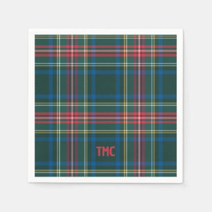 Classic Tartan Karierte Weihnachtsinitials Preppy Serviette