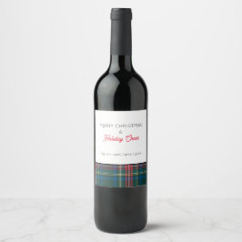 Classic Tartan Karierter Weihnachtsurlaub Cheer NA Weinetikett