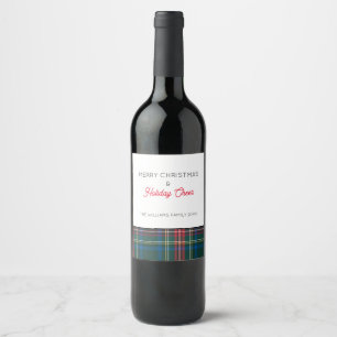 Classic Tartan Karierter Weihnachtsurlaub Cheer NA Weinetikett