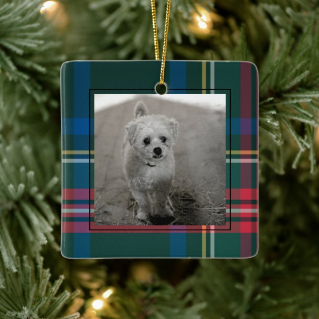 Classic Tartan Kariertes Foto Keramik Orna Keramikornament (Baum)