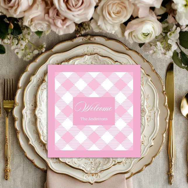 Classic Tartan Napkins Personalized Pink Style Serviette (Classic Tartan Napkins Personalized Pink Style)
