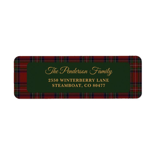 Classic Tartan Plaid Christmas Address Label (Vorne)