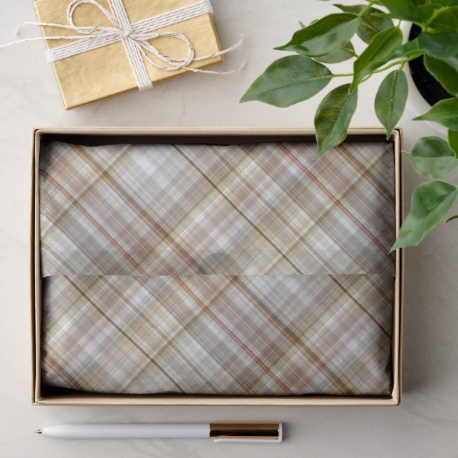 Classic Taupe Beige Brown Gray White Gingham Seidenpapier (Geschenk)