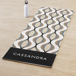 Classic Taupe Beige Tan Gray White Black Art Waves Yogamatte