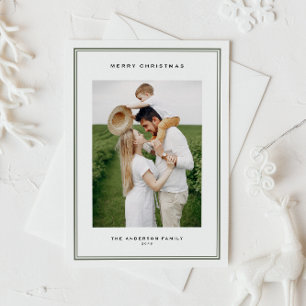 Classic Taupe Green Double Border Foto Weihnachten