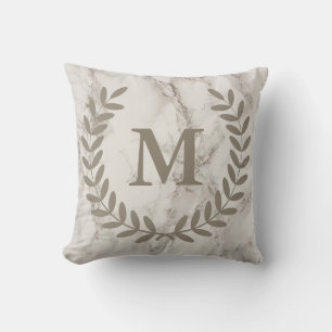 Classic Taupe Laurels White Marble Kissen