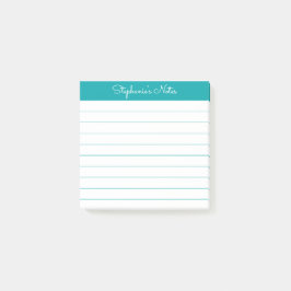 Classic Teal Personalized Lined Post-it Klebezettel