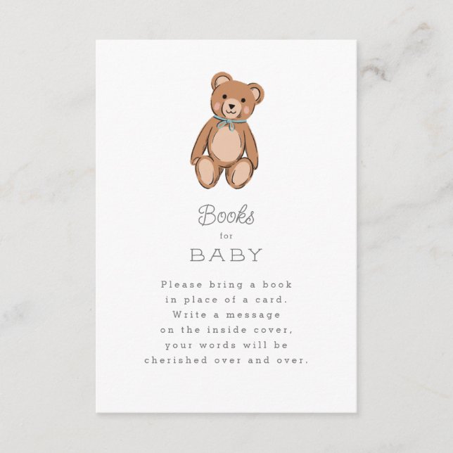 Classic Teddy Bear Blue Baby Dusche Begleitkarte (Vorderseite)
