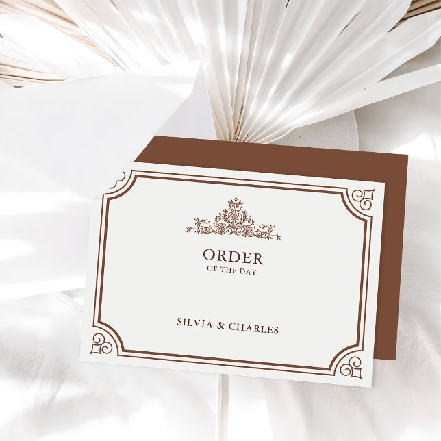 Classic Terracotta & Ecru Wedding Timeline Begleitkarte (Von Creator hochgeladen)
