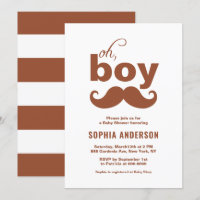 Classic Terracotta It's a Boy Mustache Baby Shower