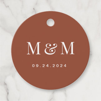 Classic Terracotta Monogram Typography Wedding Geschenkanhänger