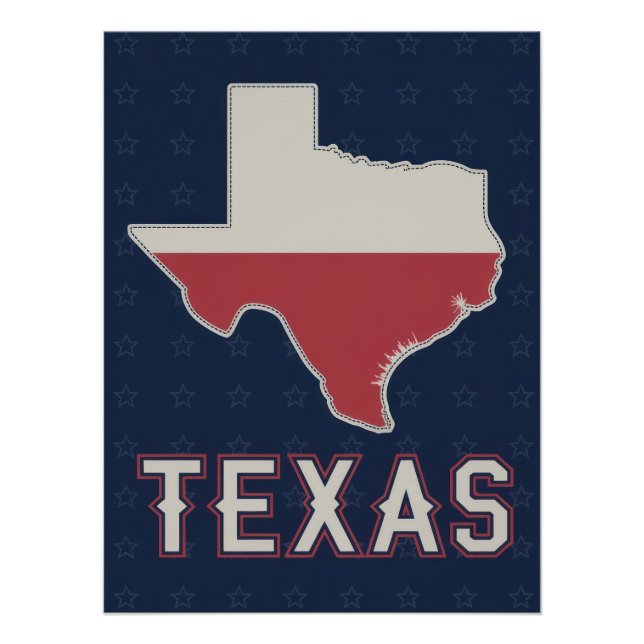 Classic Texas Map with Lone Star Flag and Stars Poster (Vorderseite)