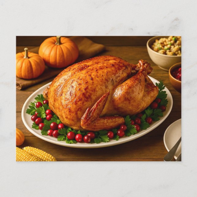 Classic Thanksgiving Turkey Dinner Postcard Feiertagspostkarte (Vorderseite)