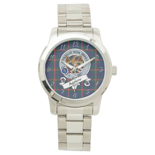 Classic Timeless Clan Agnew Abzeichen Tartan Karie Armbanduhr (Vorderseite)