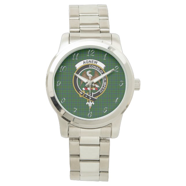 Classic Timeless Clan Agnew Junting Tartan Kariert Armbanduhr (Vorderseite)