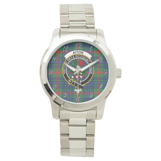 Classic Timeless Clan Aiton Ancient Tartan Kariert Armbanduhr (Vorderseite)