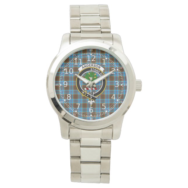 Classic Timeless Clan Anderson Tartan Kariertes Ge Armbanduhr (Vorderseite)