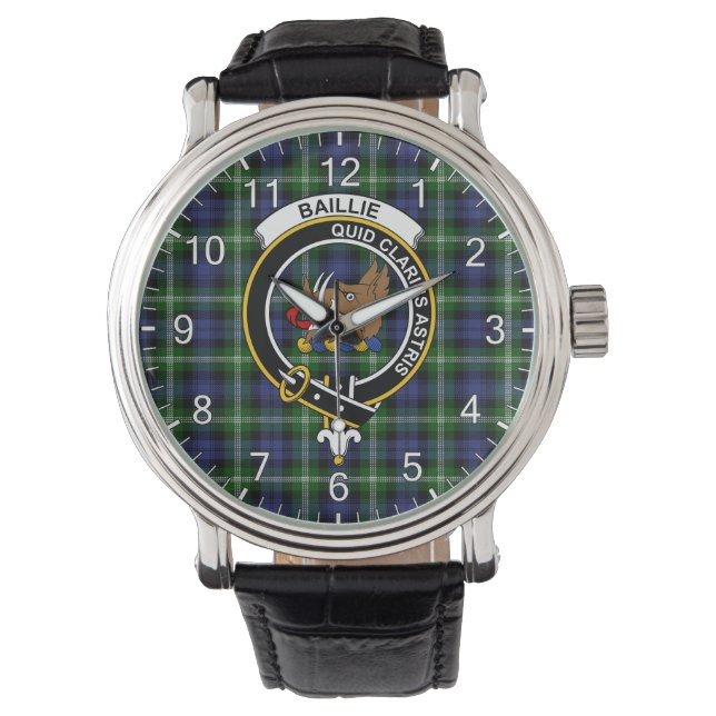 Classic Timeless Clan Baillie Tartan Abzeichen Kar Armbanduhr (Vorderseite)