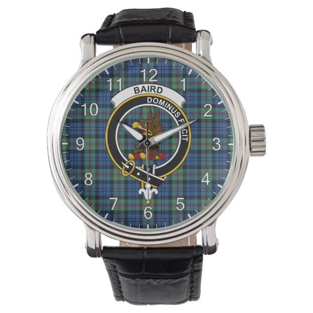 Classic Timeless Clan Baird Ancient Tartan Abzeich Armbanduhr (Vorderseite)