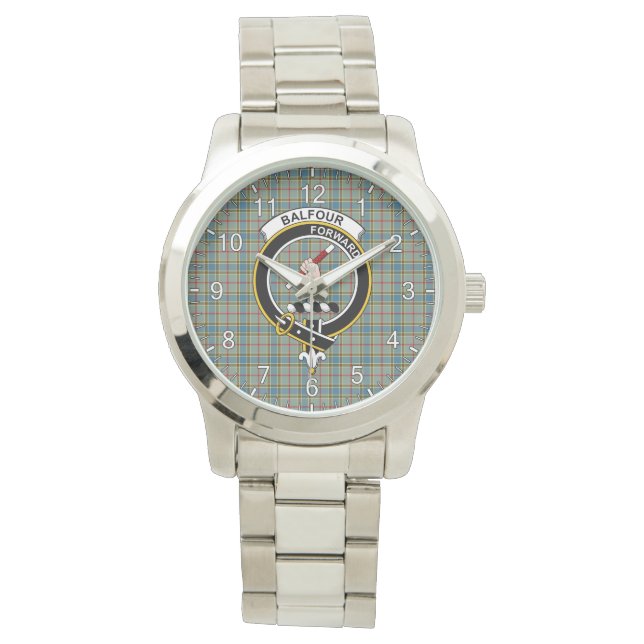 Classic Timeless Clan Balfour Tartan Abzeichen Kar Armbanduhr (Vorderseite)
