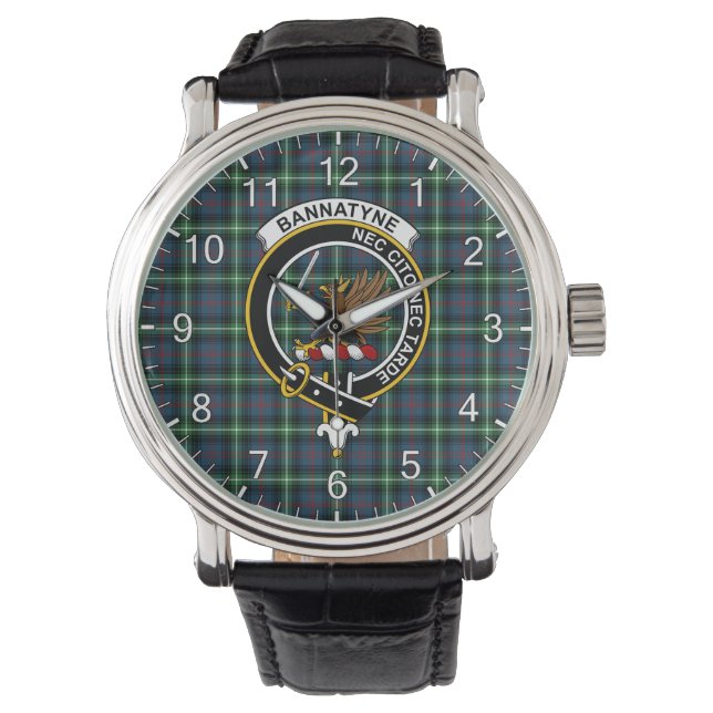 Classic Timeless Clan Bannatyne Tartan Abzeichen K Armbanduhr (Vorderseite)