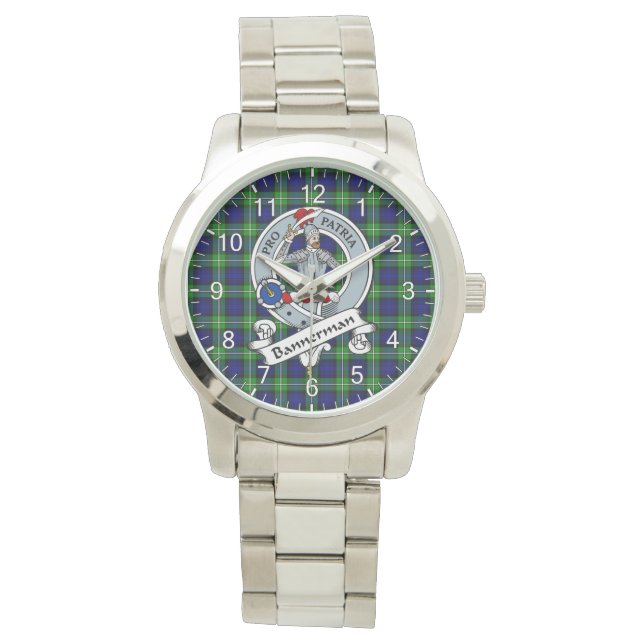 Classic Timeless Clan Bannerman Abzeichen Tartan K Armbanduhr (Vorderseite)