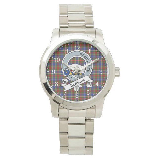 Classic Timeless Clan Bethune Abzeichen Tartan Kar Armbanduhr (Vorderseite)