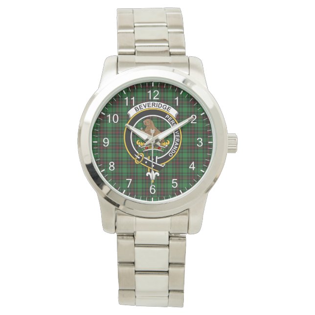 Classic Timeless Clan Beveridge Tartan Abzeichen K Armbanduhr (Vorderseite)