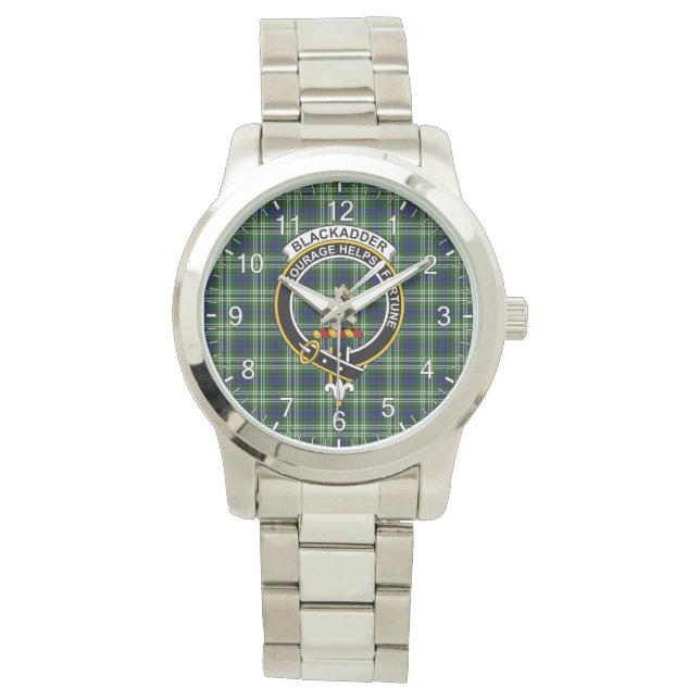 Classic Timeless Clan Blackadder Tartan Abzeichen Armbanduhr (Vorderseite)