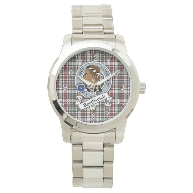 Classic Timeless Clan Borthwick Abzeichen Tartan K Armbanduhr (Vorderseite)