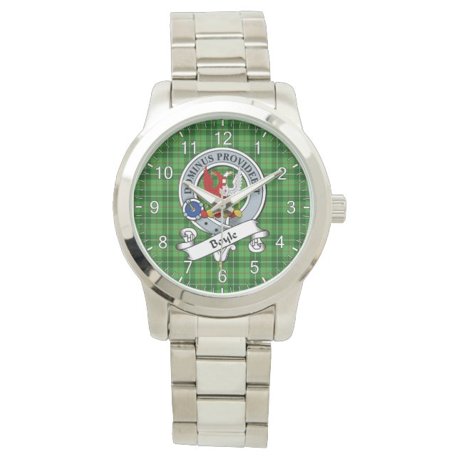 Classic Timeless Clan Boyle Abzeichen Tartan Karie Armbanduhr (Vorderseite)
