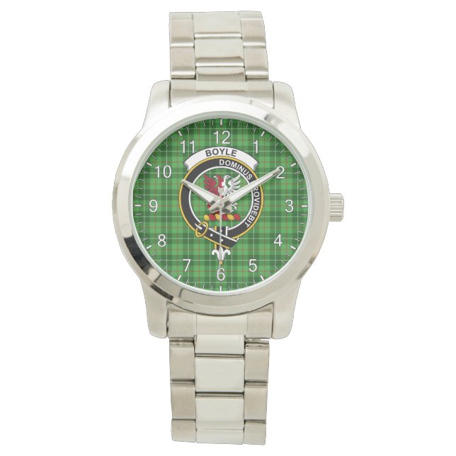 Classic Timeless Clan Boyle Tartan Abzeichen Karie Armbanduhr (Vorderseite)