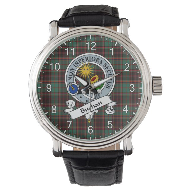 Classic Timeless Clan Buchan Altes Abzeichen Tarta Armbanduhr (Vorderseite)