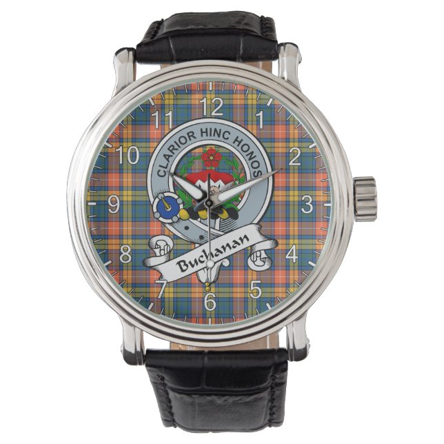 Classic Timeless Clan Buchanan Ancient Badge Tarta Armbanduhr (Vorderseite)