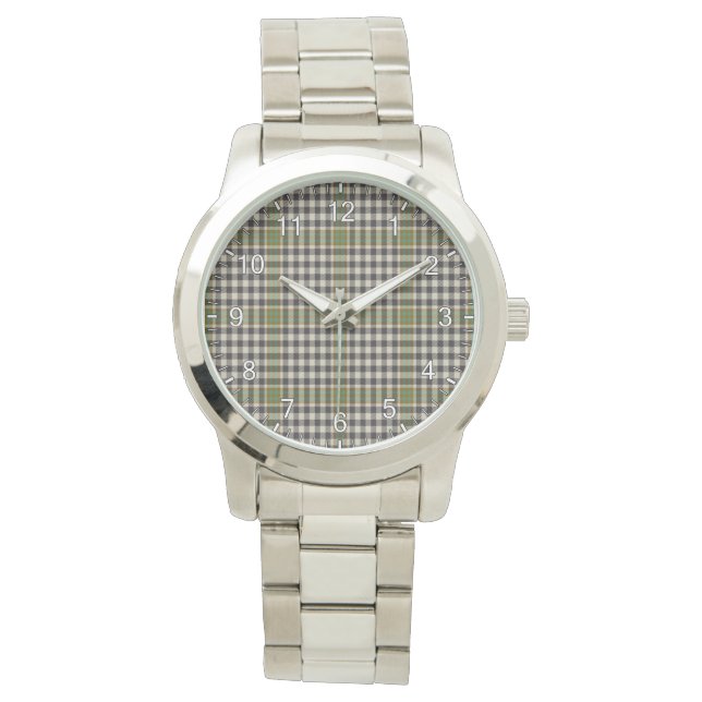 Classic Timeless Clan Burns Tartan Kariertes Gesch Armbanduhr (Vorderseite)