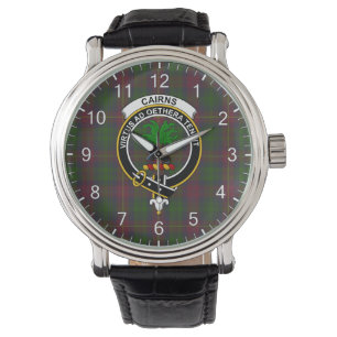 Classic Timeless Clan Cairns Jagen Tartan Abzeiche Armbanduhr